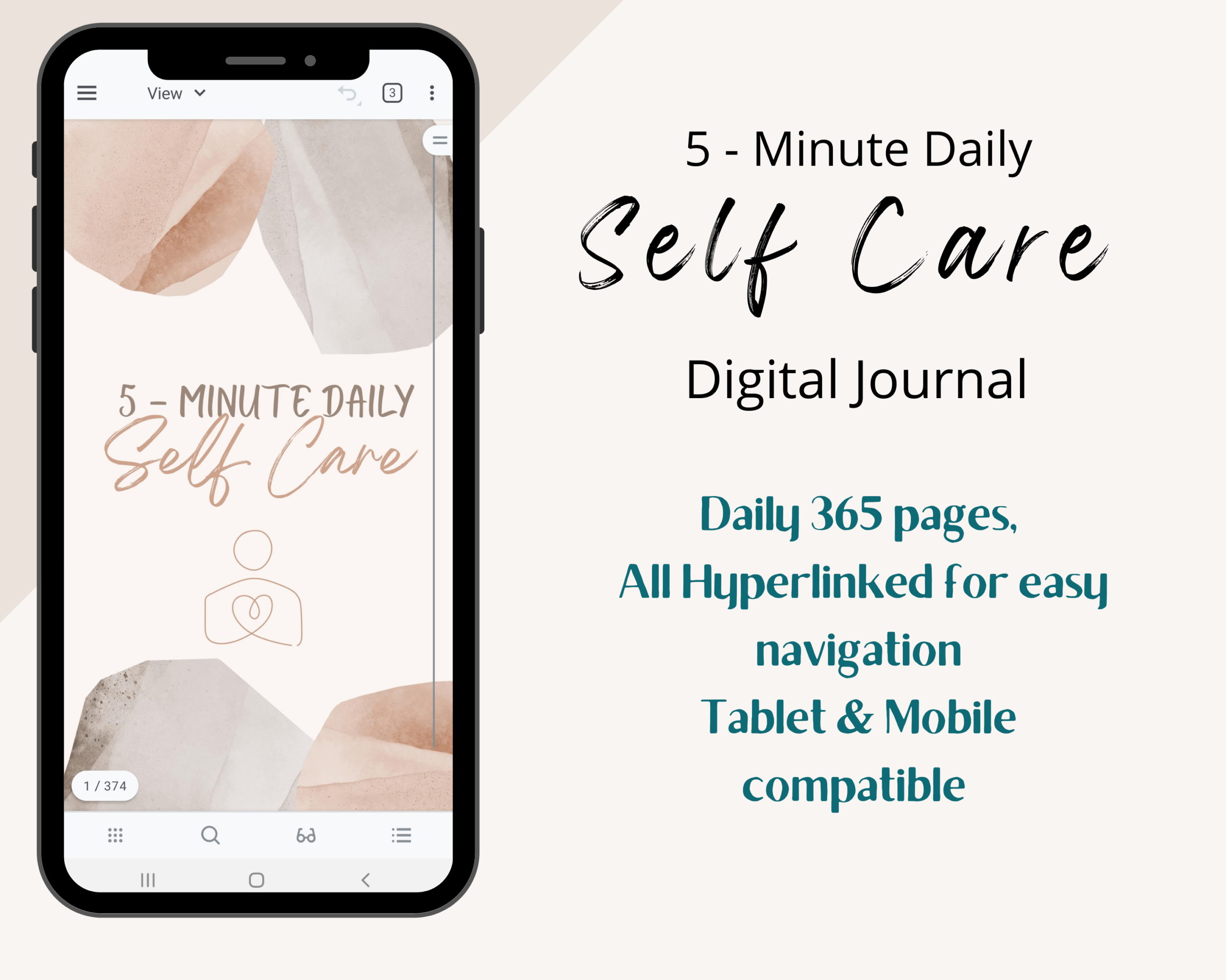 Digital 5 Minute Self-Care Journal Cover